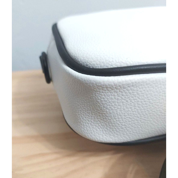 Like Dreams Women's Mini Camera Crossbody Bag White Black Trim - Picture 6 of 11